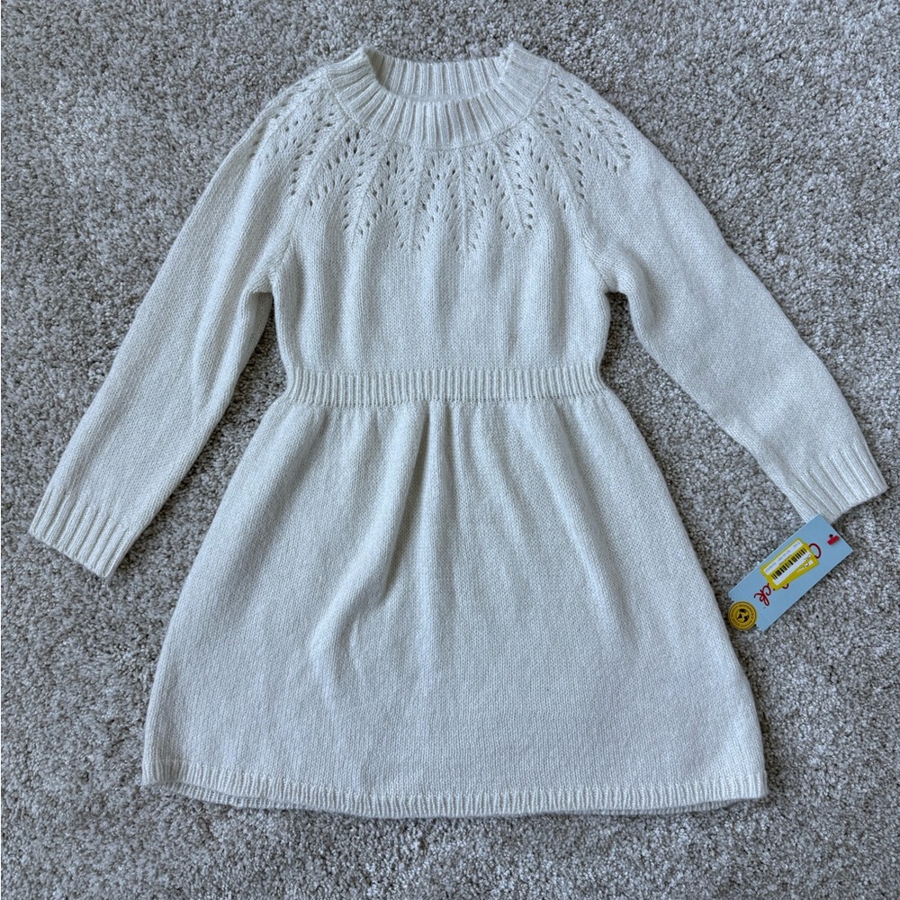 Cat & Jack Cream Knit Casual Dress